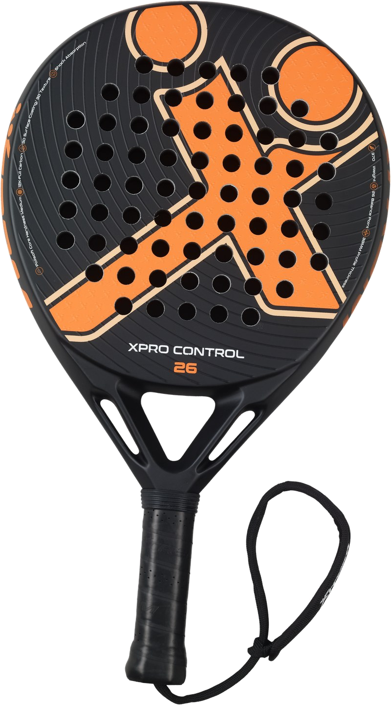 XPRO CONTROL 26 Padelschläger in Orange auf Schwarz, freigestellt