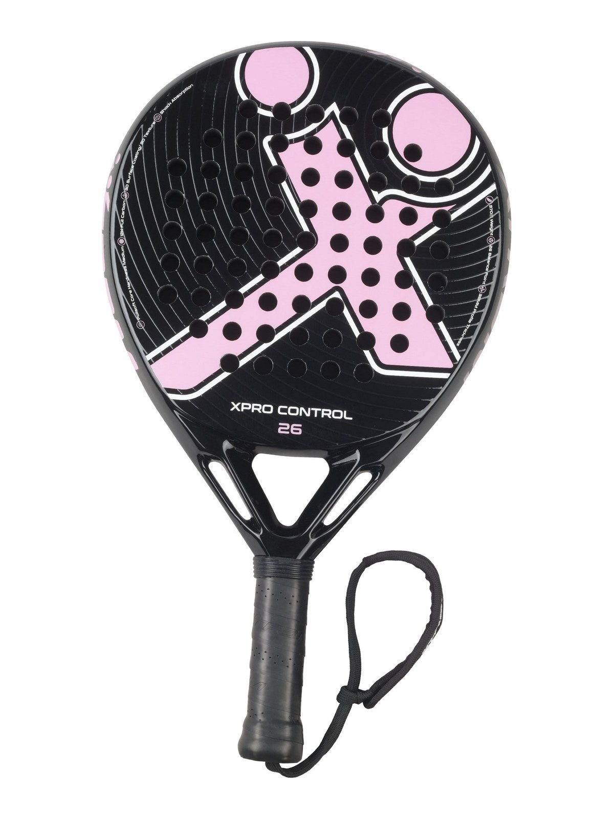 XPRO CONTROL 26 Padelschläger in Rosa auf Schwarz, Gesamtansicht