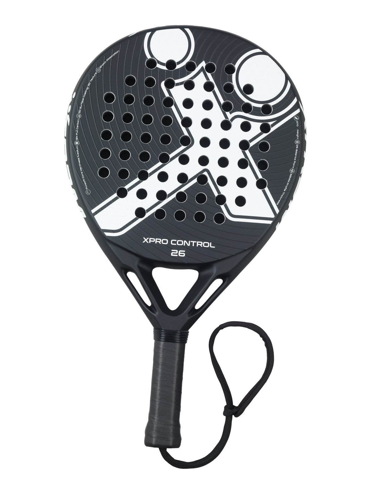XPRO CONTROL 26 Padelschläger in Weiß auf Schwarz, Gesamtansicht